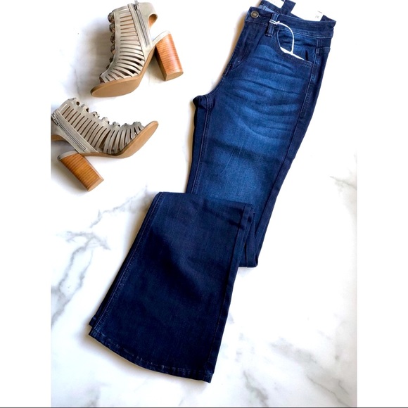 RESTOCK!! kancan mid rise flares super dark wash - Picture 5 of 12